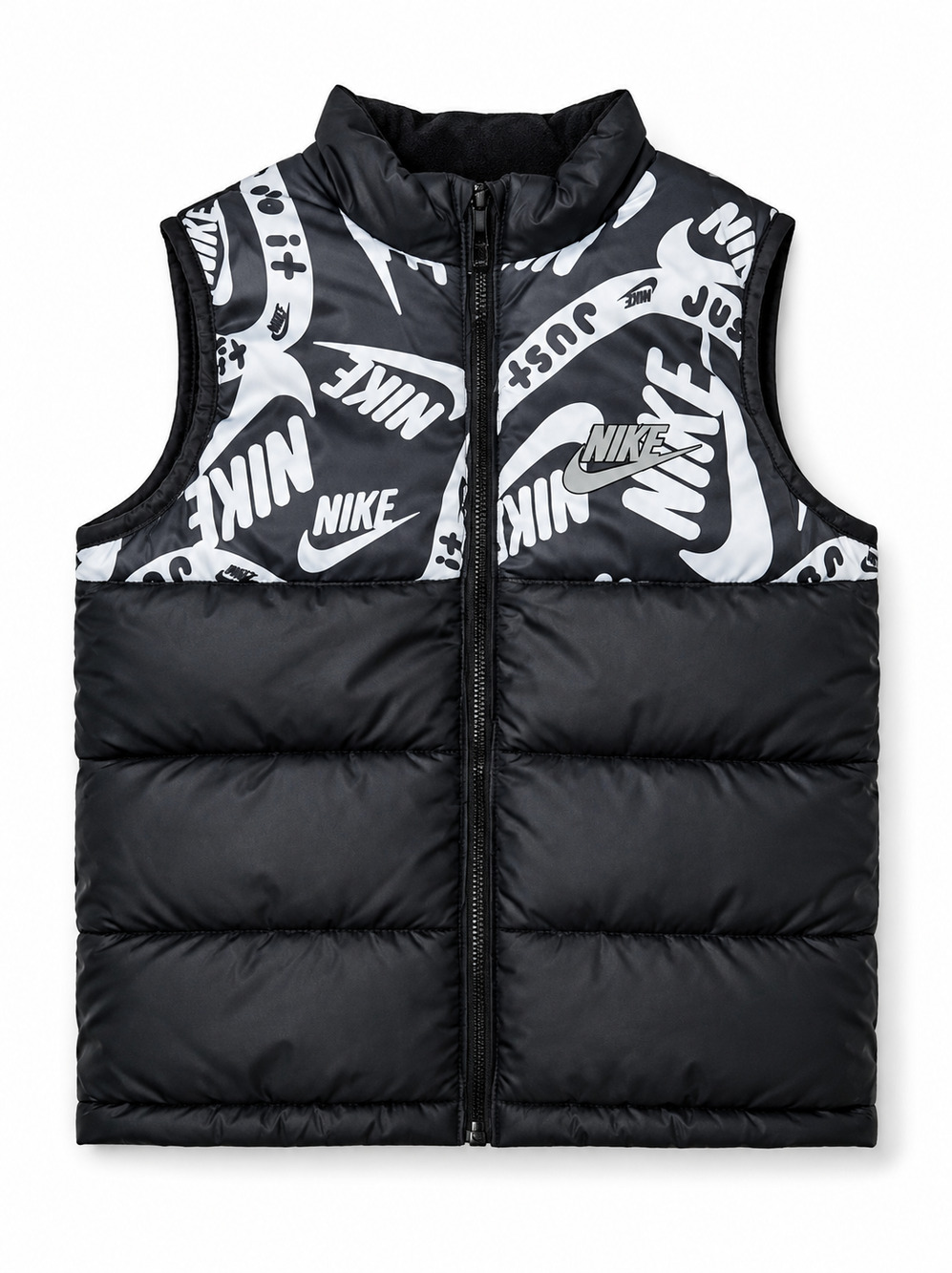 Nike Kids Puffer Vest Black Logo Print Youth Size 6-7
